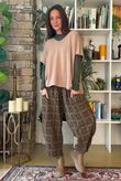 Heritage Needlecord Plaid Relaxed Barrel Pant Khaki & Camel